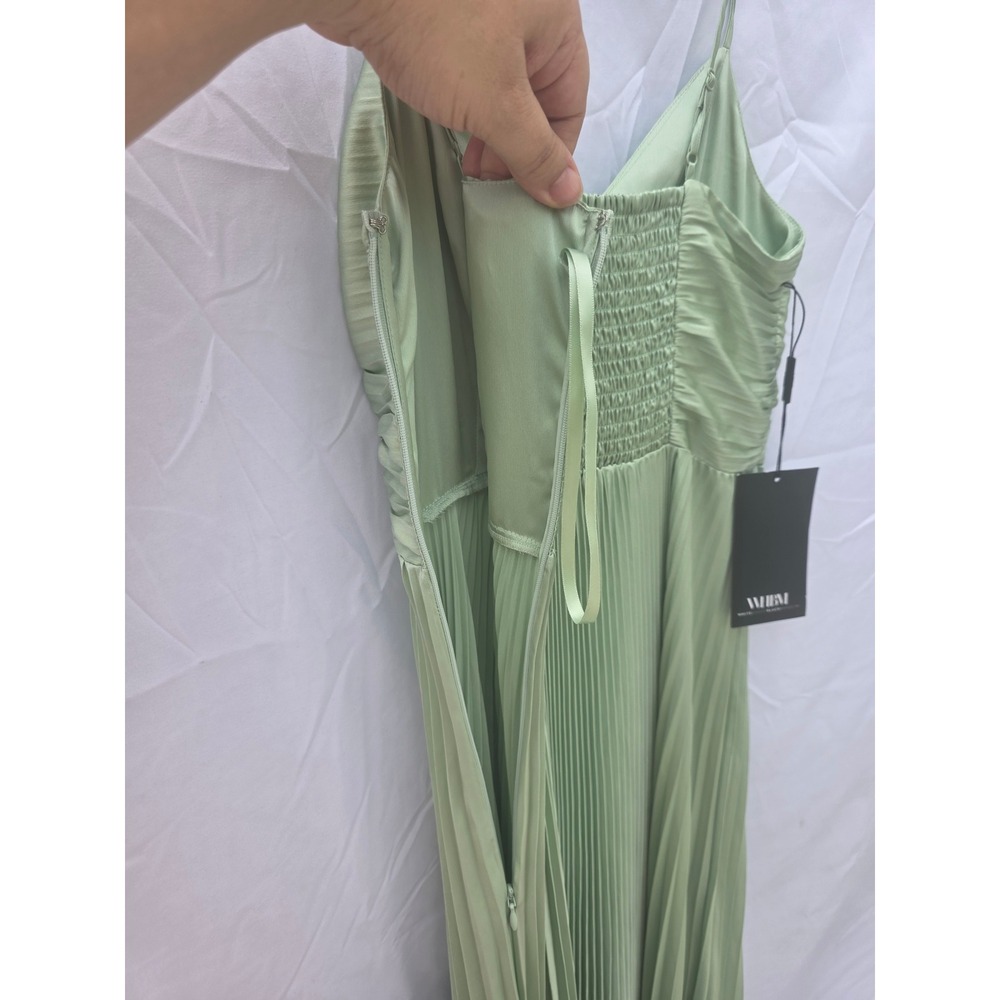 White House Black Market Sage Green Pleated Maxi Dress NWT Size 00 - Picture 6 of 9
